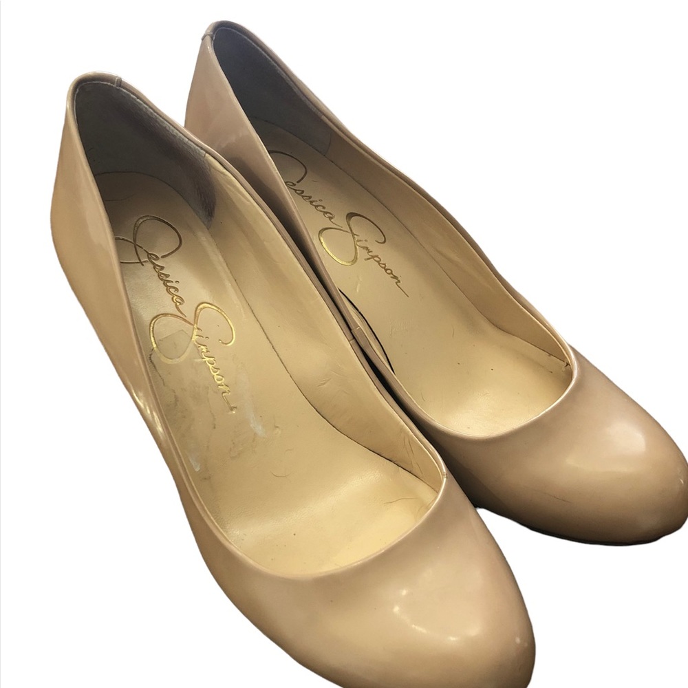 Jessica Simpson Nude Patten Leather Heels